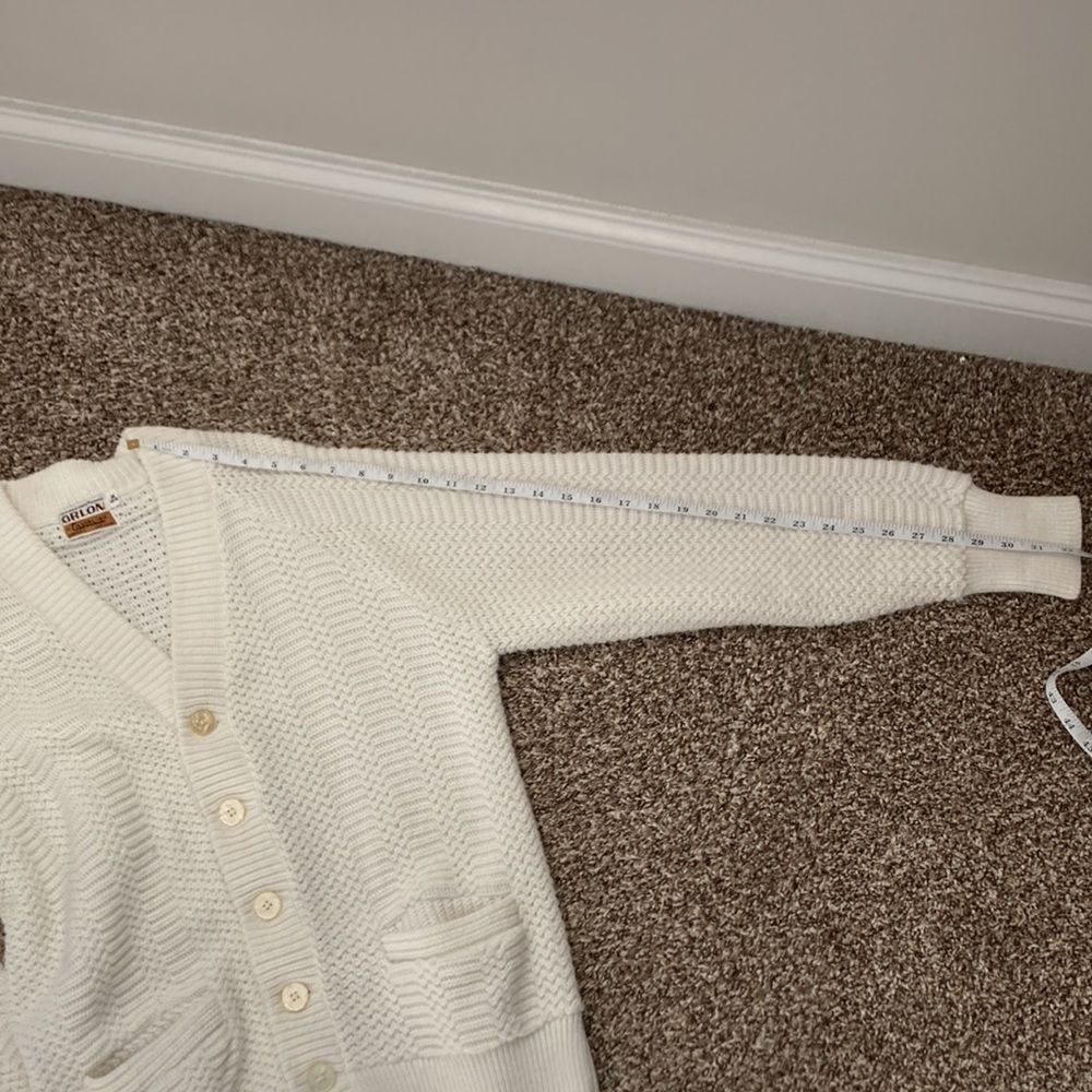 Vintage Orlon Campus Cream Cardigan Knit Pocket Sweater - Picture 15 of 15